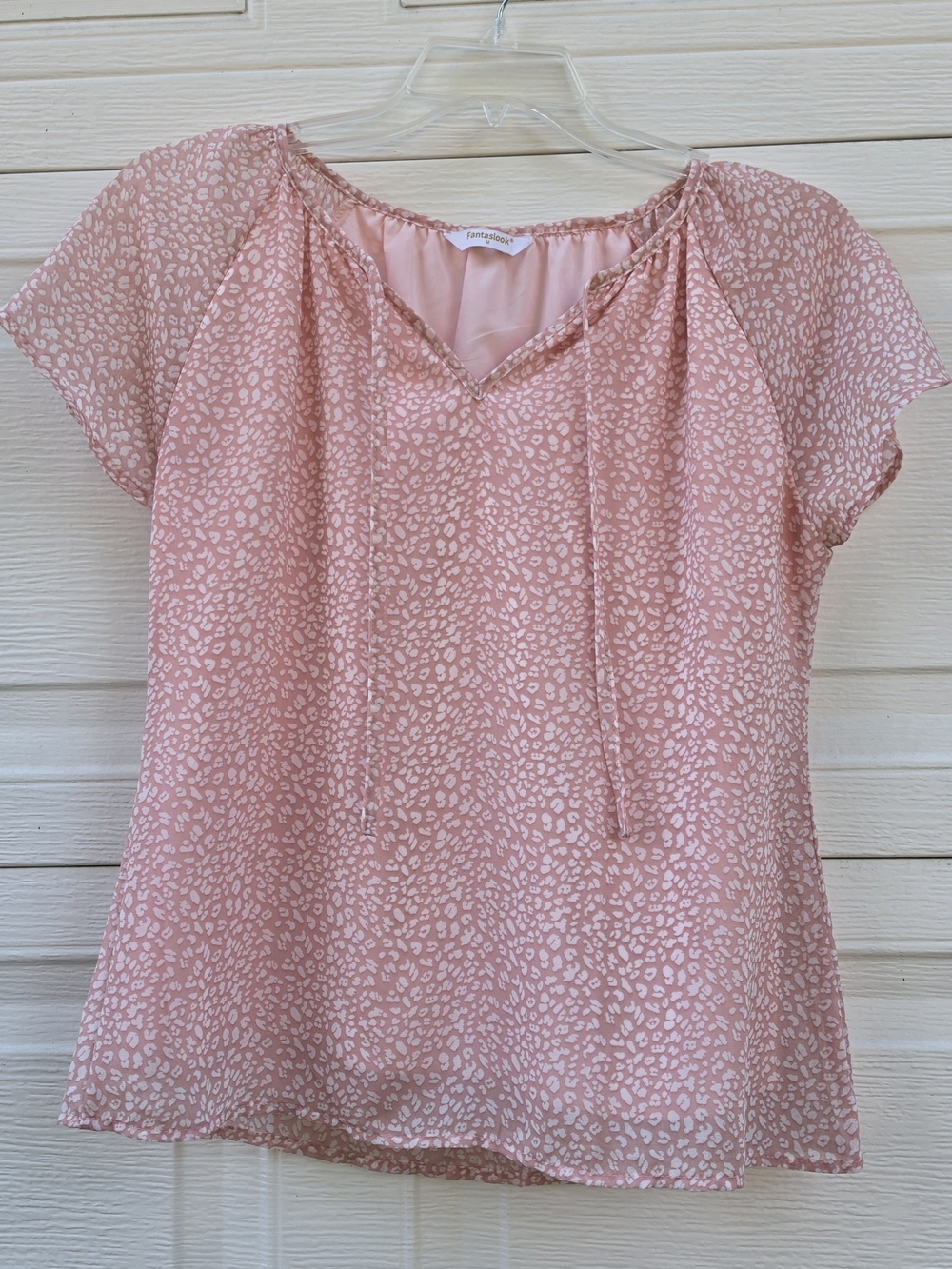 Fantaslook Pink Cheetah Printed Short-Sleeve Women’s Blouse M
